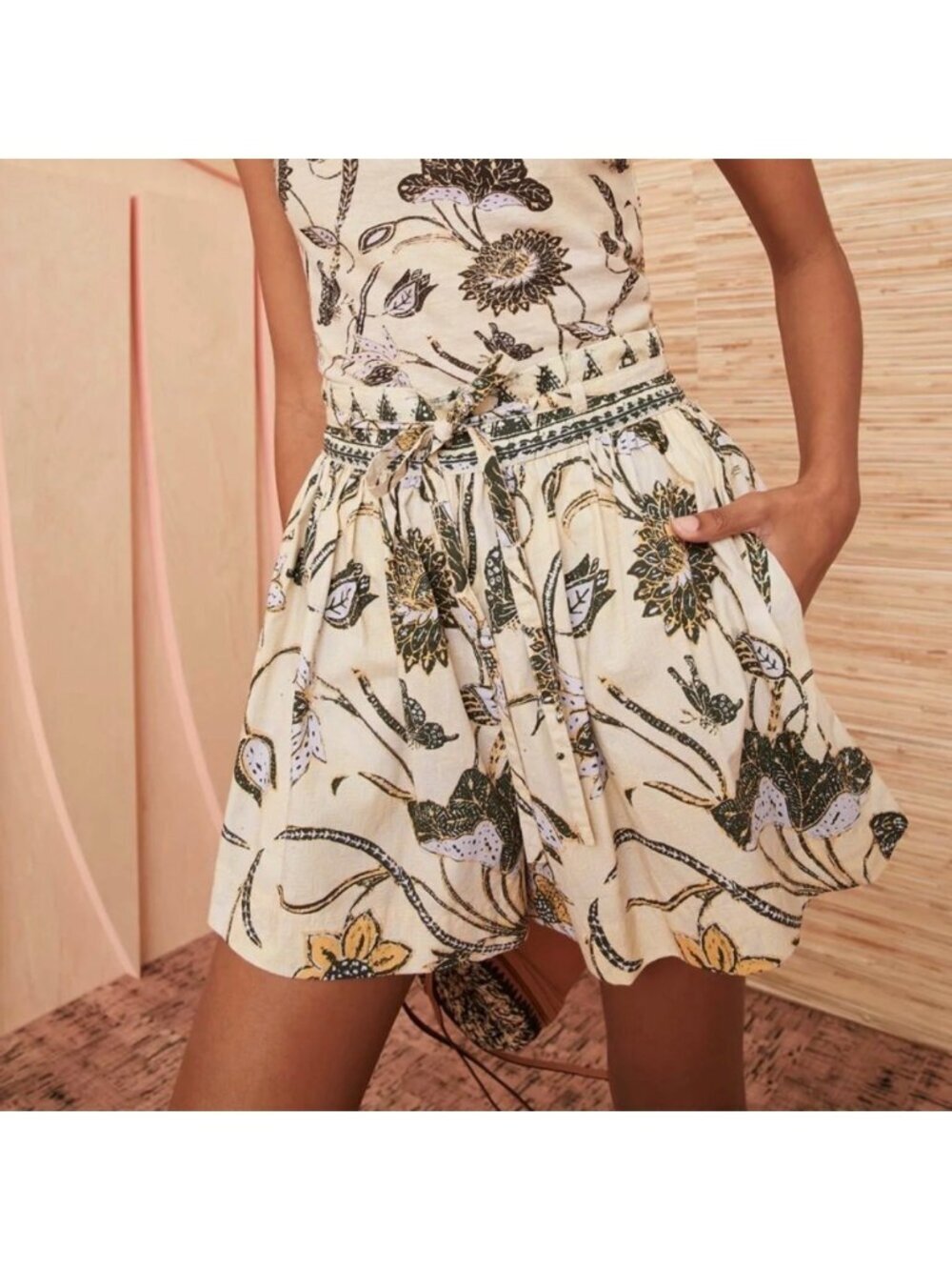 Ulla Johnson Rowan Shorts 0 Floral Cotton Shorts Yellow Lightweight Designer